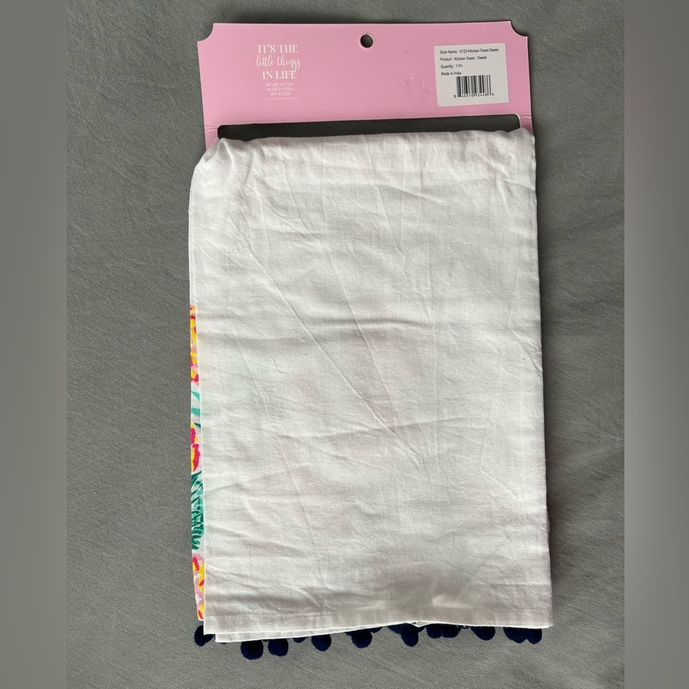 NWT Simply Southern Sweet Pineapple Embroidered Kitchen Tea Towel Pink Yellow - Picture 2 of 9